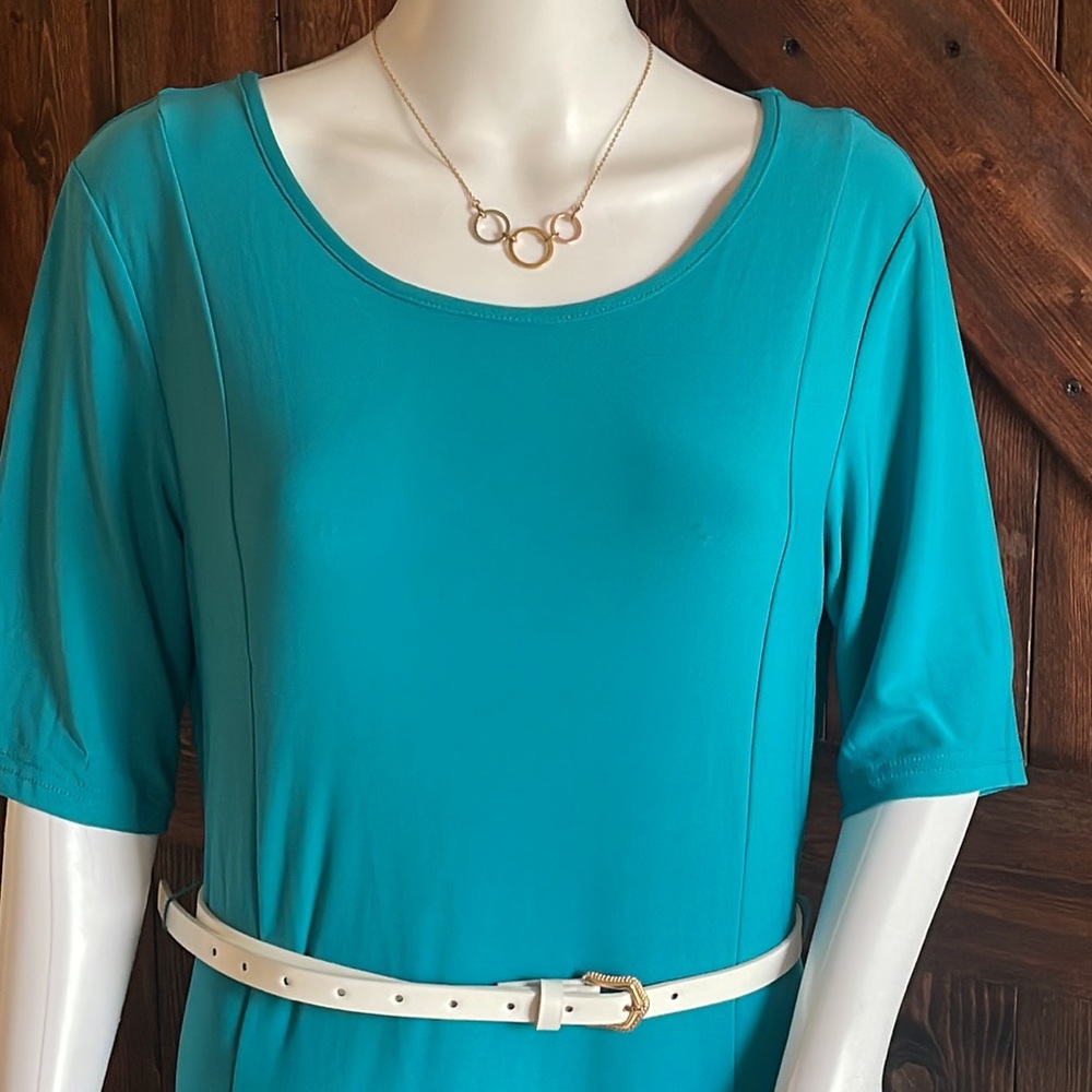 🛍️ 5 for $20 🛍️ Teal colored dress, size large, by Nina Leonard - Picture 1 of 6